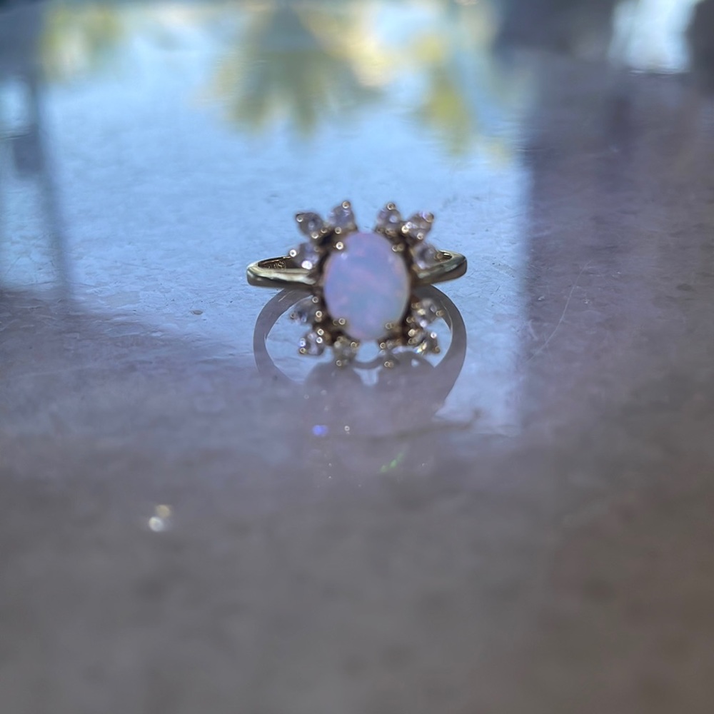 14k gold opal and diamond ring